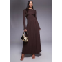 ASOS DESIGN slash neck under bust seam drape midi dress in chocolate