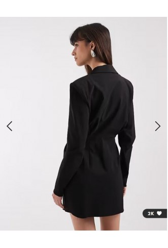 ASOS DESIGN cinched blazer mini dress in black