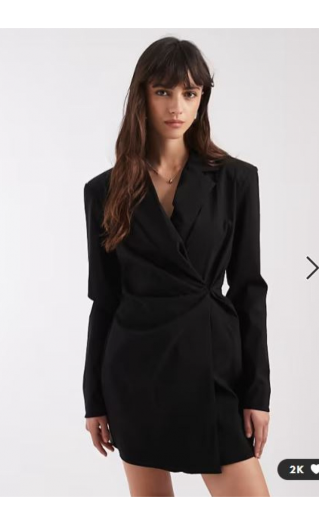 ASOS DESIGN cinched blazer mini dress in black