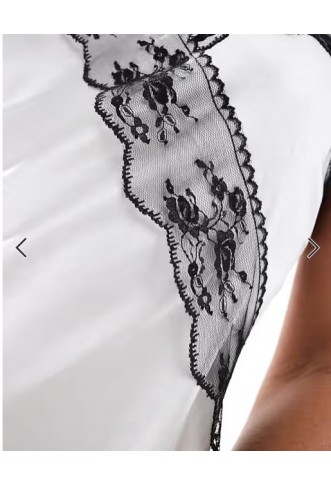 4th & Reckless contrast lace detail thigh slit satin camisole maxi dress in white