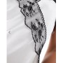 4th & Reckless contrast lace detail thigh slit satin camisole maxi dress in white