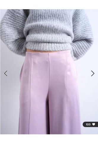 Topshop extreme wide leg satin trouser in pink