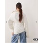 ARRANGE jersey off shoulder wide sleeve top with ruched hem in white