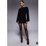 ASOS DESIGN long sleeve with tie open back mini dress in black