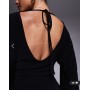 ASOS DESIGN long sleeve with tie open back mini dress in black
