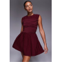 ASOS DESIGN woven mx waisted wrap detail mini dress in burgundy
