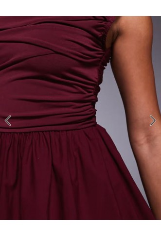 ASOS DESIGN woven mx waisted wrap detail mini dress in burgundy