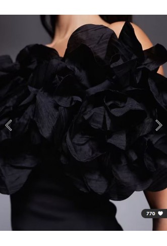ASOS DESIGN one off shoulder mini lantern dress with corsage trim bodice in black