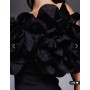ASOS DESIGN one off shoulder mini lantern dress with corsage trim bodice in black