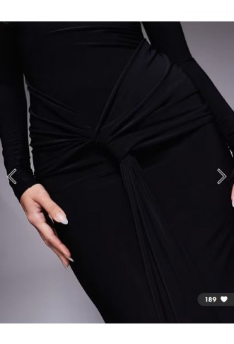 Forever New long sleeve drape maxi dress in black