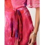 Hope & Ivy Petite flutter sleeve maxi wrap dress in bright pink print