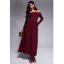 ASOS DESIGN bengaline long sleeve bardot midi dress in burgundy