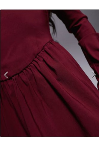 ASOS DESIGN bengaline long sleeve bardot midi dress in burgundy