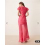 ASOS DESIGN ruched bodice cut out dropped waist maxi dress in raspberry