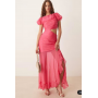 ASOS DESIGN ruched bodice cut out dropped waist maxi dress in raspberry