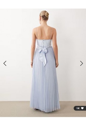 ASOS DESIGN bridesmaids hybrid cami maxi dress with pleat skirt in blue