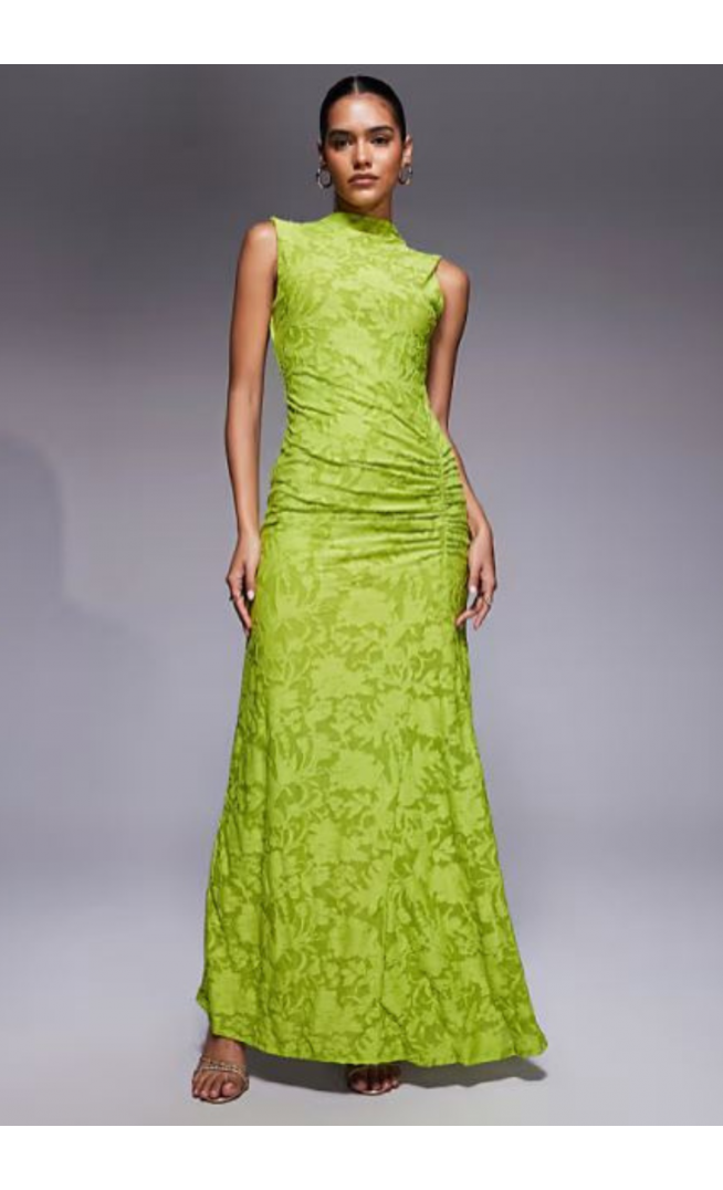 ASOS DESIGN sleeveless with open back burnout maxi dress in lime