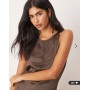 ASOS DESIGN racer satin maxi dress in chocolate