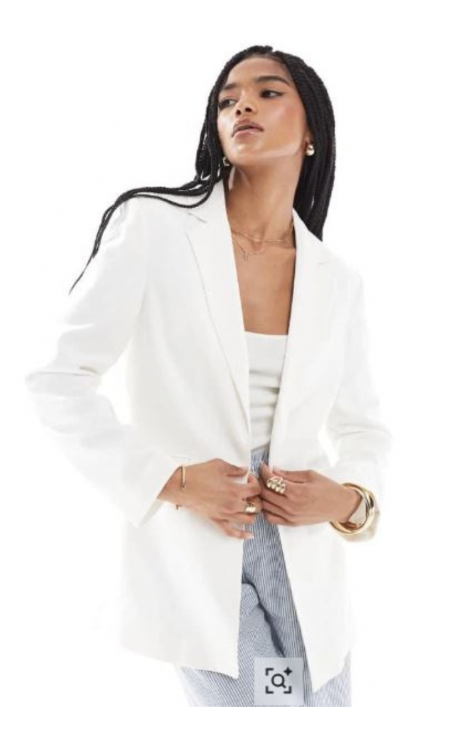 Women’s Stradivarius oversized tailored blazer in white