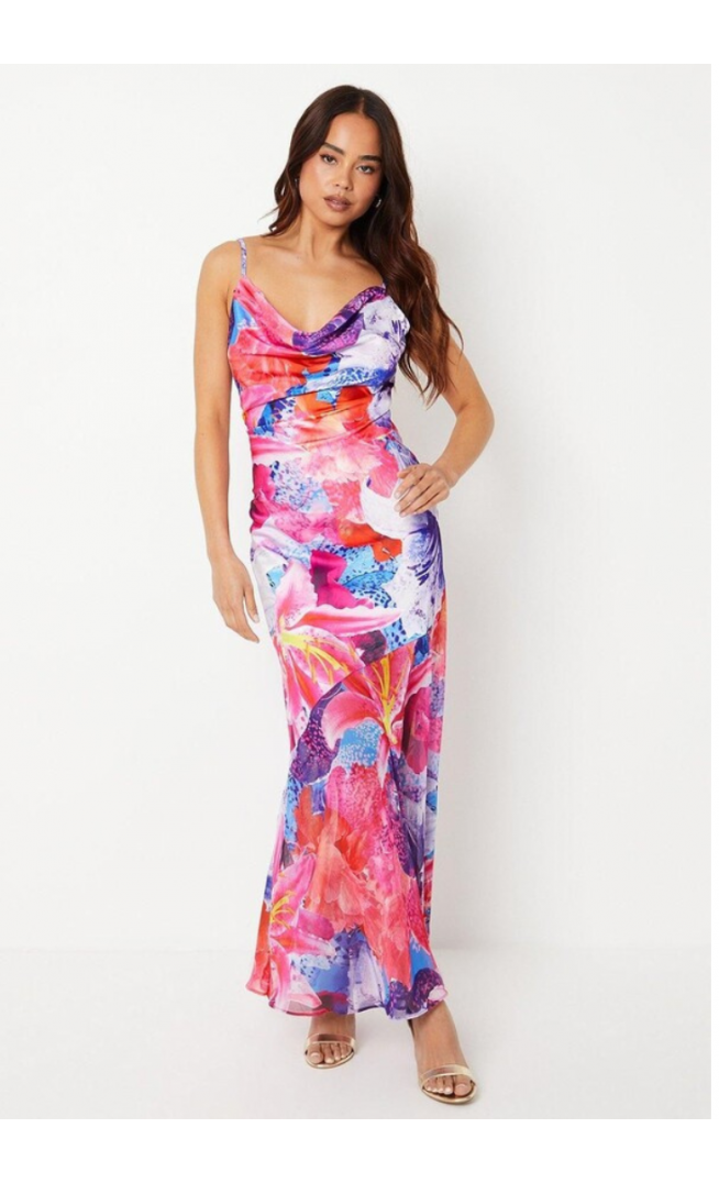 Coast Petite Printed Chiffon & Satin Maxi Dress