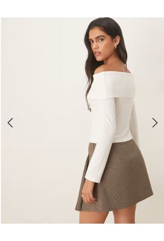 ASOS DESIGN off shoulder button down top in cream