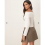 ASOS DESIGN off shoulder button down top in cream