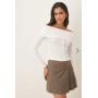 ASOS DESIGN off shoulder button down top in cream
