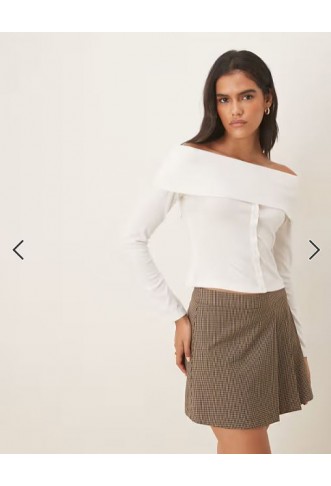 ASOS DESIGN off shoulder button down top in cream