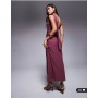 ASOS DESIGN bandeau mesh maxi dress with scarf detail in dusky pink
