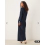 ASOS DESIGN seamed matt satin slip maxi dress in navy