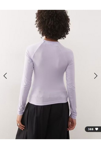 Weekday super soft slim fit long sleeve raglan top in lilac