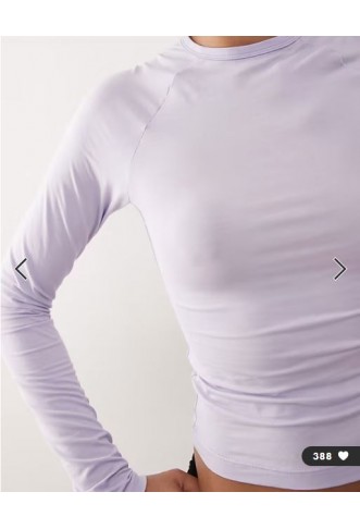 Weekday super soft slim fit long sleeve raglan top in lilac