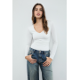 Gathered polyamide bodysuit with V-