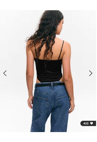 Monki tailored stretch strappy bodysuit in black