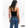 Monki tailored stretch strappy bodysuit in black