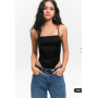 Monki tailored stretch strappy bodysuit in black