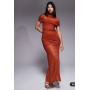 ASOS DESIGN highneck mesh overlay maxi dress with sheer skirt in rust