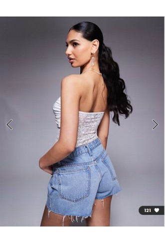 ASOS DESIGN lace twist detail bandeau bodysuit in white