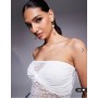 ASOS DESIGN lace twist detail bandeau bodysuit in white