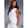 Kaiia cotton rich embroidered logo button through waistcoat co-ord in grey marl