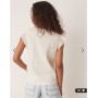 Vila crinkle shirred detail top with ruffle sleeve detail in birch cream