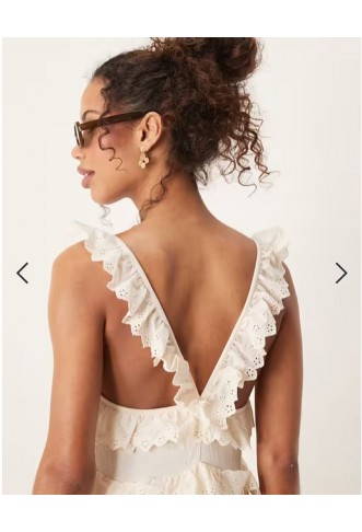 ASOS DESIGN lace insert ruffle tiered swing maxi dress in white