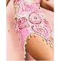 ASOS LUXE gem encrusted mini dress with pearl embellishment & scallop hem in pink