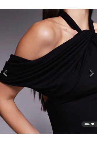 ASOS DESIGN draped cape halter maxi dress in black