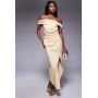 ASOS DESIGN twist bardot bodycon midi dress in light yellow