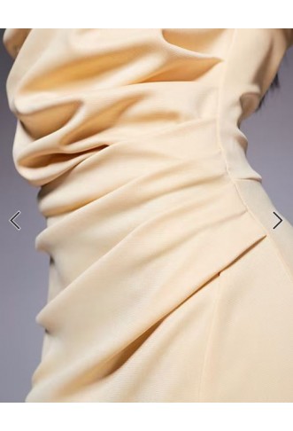 ASOS DESIGN twist bardot bodycon midi dress in light yellow