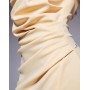 ASOS DESIGN twist bardot bodycon midi dress in light yellow