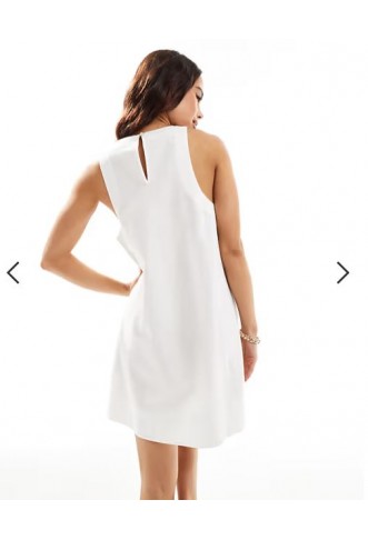 ASOS DESIGN high neck swing mini linen sundress in white