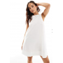 ASOS DESIGN high neck swing mini linen sundress in white