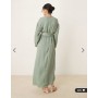 ASOS DESIGN satin long sleeved tie detail maxi dress in sage